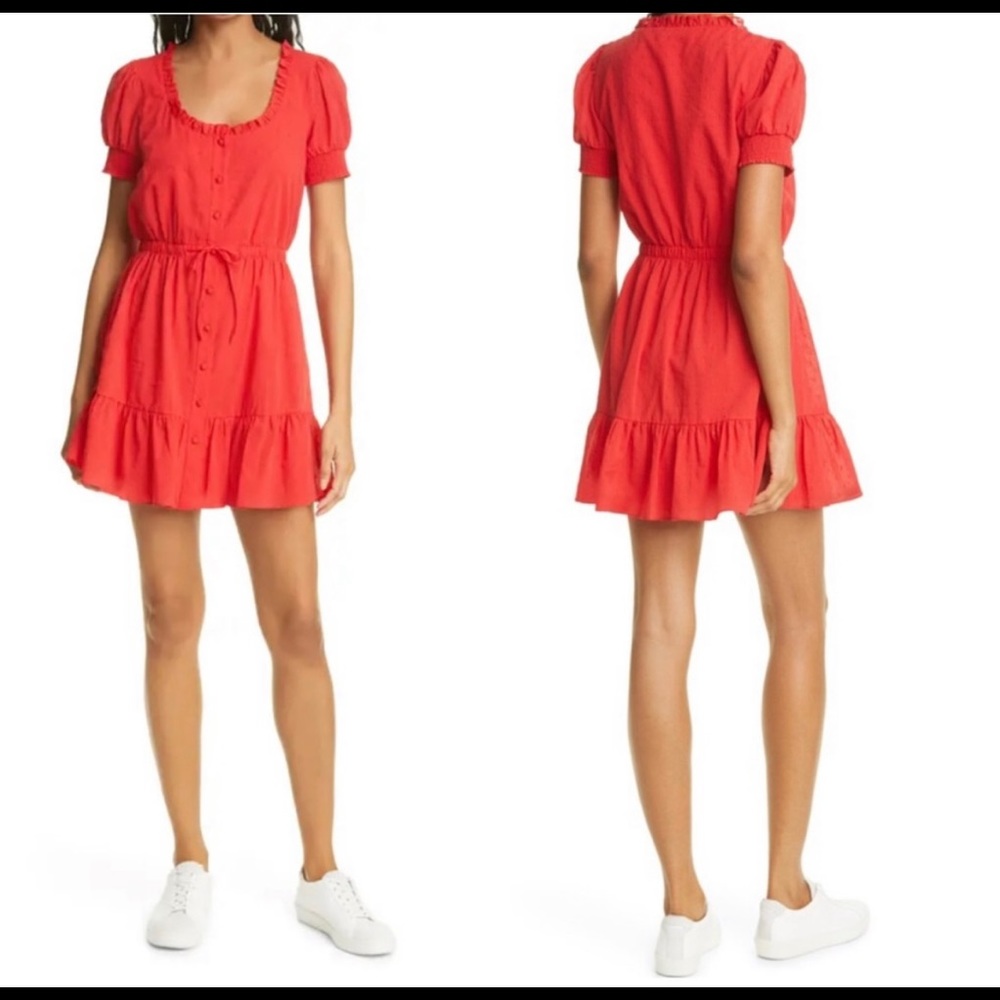 Alice and Olivia Ava Swiss dot ruffle dress